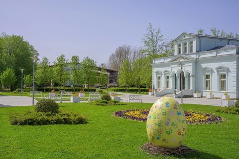 Mramorne Kupke outbuilding spa house complex with park and Easter egg, Lipik, Požega-Slavonia