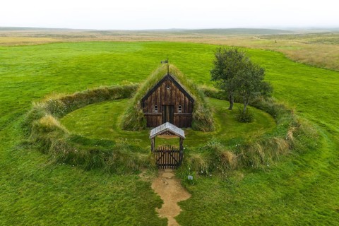 Grafarkirkja peat church, oldest church in Iceland, North Iceland, Iceland