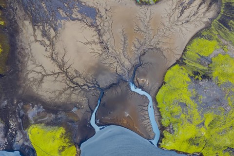 Abstract structures in the riverbed, Icelandic Highlands, Iceland