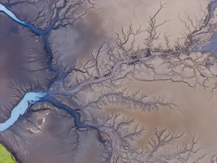 Abstract structures in the riverbed, Icelandic Highlands, Iceland