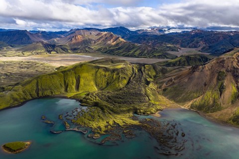 Moss-covered lava field, Landmannalaugar, Fjallabak Nature Reserve, Icelandic Highlands, Iceland
