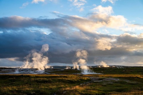 Steaming springs at the Hveravellir geothermal area, Icelandic Highlands, Iceland