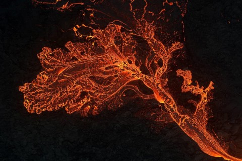 Volcanic eruption, lava details, Sundhnúkur crater chain, near Grindavik, Reykjanes Peninsula,