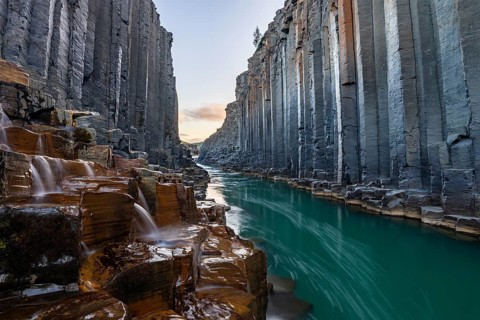 Studlagil Basalt Canyon, gorge in the Jökuldalur Valley, East Iceland, Iceland