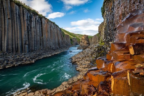Studlagil Basalt Canyon, gorge in the Jökuldalur Valley, East Iceland, Iceland