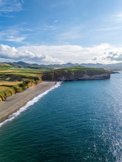 Areal de Santa Barbara Beach and Atlantic Ocean on Sunny Day. Azores, Sao Miguel Island. Portugal.