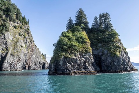 Rocks in the sea, Kenai Fjords National Park, Alaska, USA