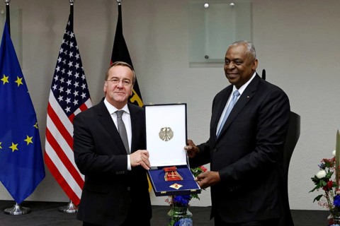Federal Minister of Defence Boris Pistorius with Lloyd James Austin III former United States