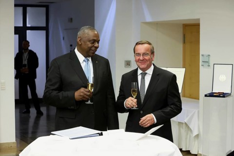 Federal Minister of Defence Boris Pistorius with Lloyd James Austin III former United States