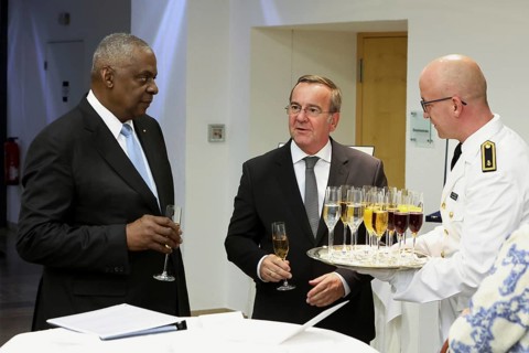 Federal Minister of Defence Boris Pistorius with Lloyd James Austin III former United States