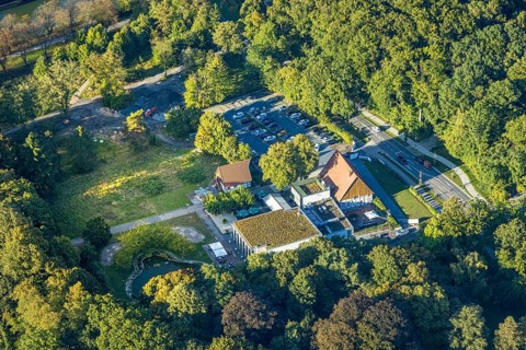 Aerial view, TusÃƒÂª Altes Fährhaus Restaurant, Uentrop, Hamm, Ruhr area, North Rhine-Westphalia,