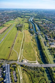 Aerial photograph, Hamm-Lippewiesen airfield and the Datteln-Hamm canal and Lippe river experience