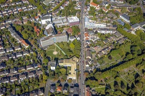 Aerial view, Johanniter-Kliniken Hamm Evangelisches Krankenhaus Hamm, Seniorencampus Baustelle mit