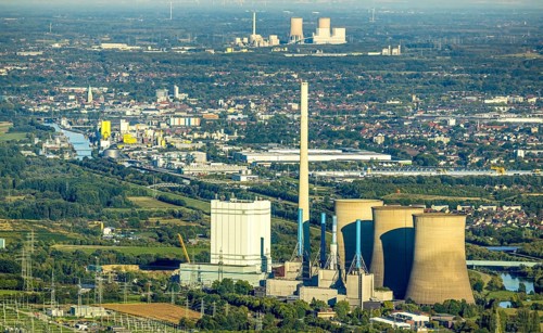 Aerial view, RWE Generation SE power plant Gersteinwerk, view over Hamm to RWE power plant