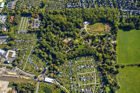 Aerial view, Hamm im Wald zoo, KGV Kleingartenverein Bahn-Landwirtschaft Essen e.V., centre, Hamm,