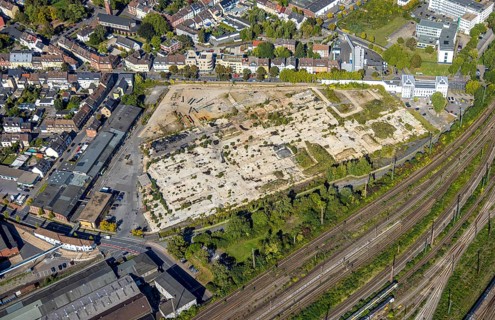 Aerial view, construction area WDI Westfälische Drahtindustrie between Wilhelmstraße and