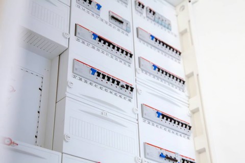 Switch cabinet or distribution box in a new residential building