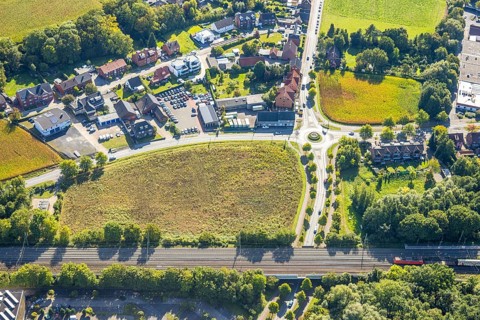 Aerial view, residential area with roundabout Vogelstraße, Frielicker Weg and Ahlener Straße,