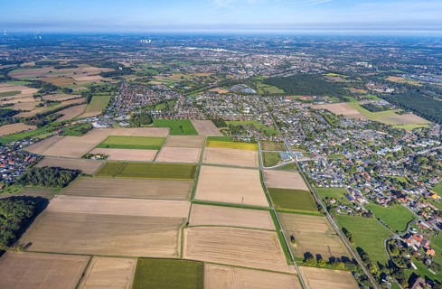 Aerial view, planned stop in Westtünnen, construction site at Südfeldweg and Von-Thünen-Straße for