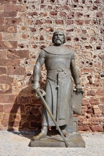 Statue of King Sanchos I at the Castelo dos Mouros castle, Silves, Algarve, Portugal