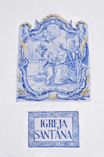 Azulejo at the church of Sant'Ana, Albufeira, Algarve, Portugal