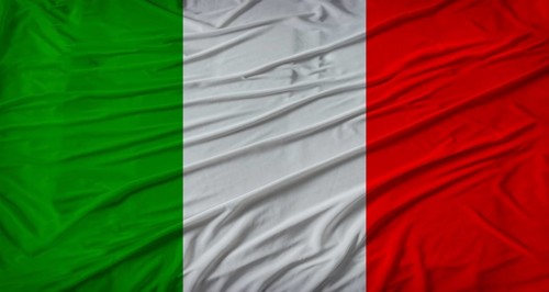 Italian flag waving. Flag of Italy with cloth texture