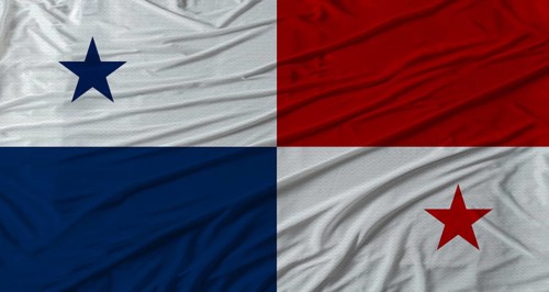 Panamanian flag waving. Flag of Panama with cloth texture