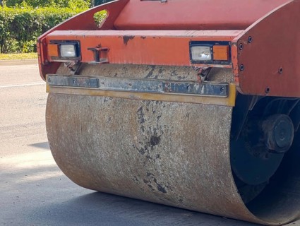 Asphalt roller, close-up