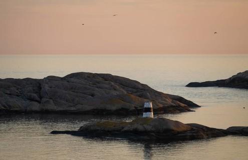 Archipelago landscape at sunset, Smögen, Smögenbryggan, Västra Götalands Län, Bohuslän, Sweden