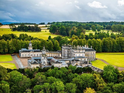 Hopetoun House from a drone, South Queensferry, Edinburgh, Scotland, United Kingdom