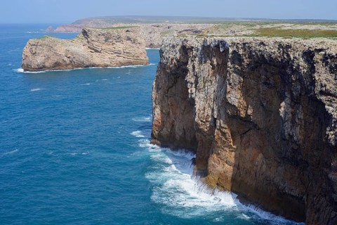 Steep coast at Cabo de Sao Vicente, Algarve, Portugal