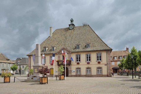 Town Hall, Hotel de Ville, Neuf-Brisach, Departement Haut-Rhin, Alsace, France