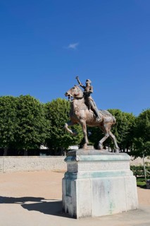 Equestrian statue of Joan of Arc in the park Les Jardins de l'Évêché, Blois, Loir-et-Cher