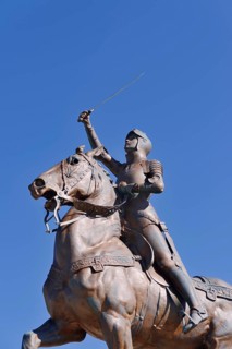 Equestrian statue of Joan of Arc in the park Les Jardins de l'Évêché, Blois, Loir-et-Cher