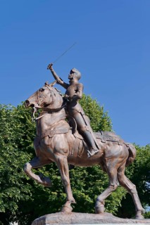 Equestrian statue of Joan of Arc in the park Les Jardins de l'Évêché, Blois, Loir-et-Cher