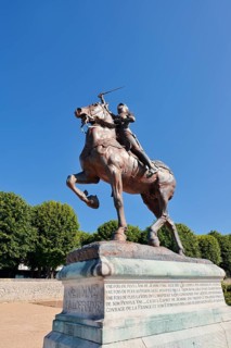 Equestrian statue of Joan of Arc in the park Les Jardins de l'Évêché, Blois, Loir-et-Cher