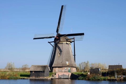 Historic windmill, UNESCO World Heritage Site, Kinderdijk, South Holland, Netherlands