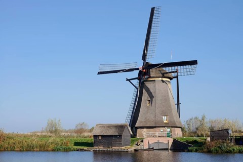 Historic windmill, UNESCO World Heritage Site, Kinderdijk, South Holland, Netherlands