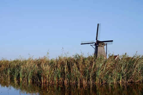Historic windmill, UNESCO World Heritage Site, Kinderdijk, South Holland, Netherlands