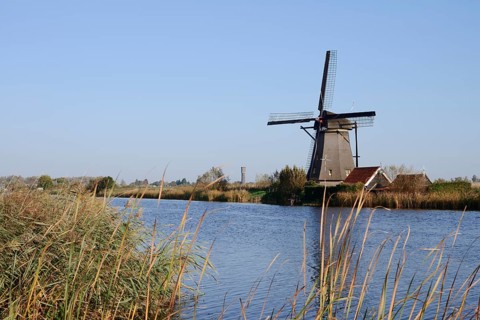 Historic windmill, UNESCO World Heritage Site, Kinderdijk, South Holland, Netherlands