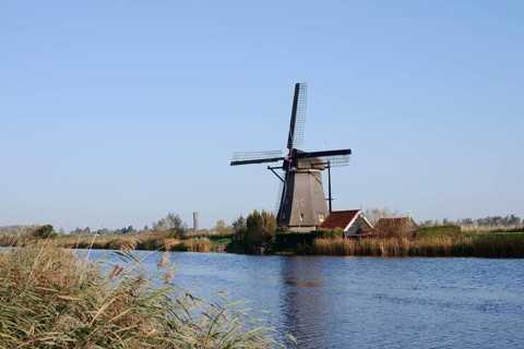 Historic windmill, UNESCO World Heritage Site, Kinderdijk, South Holland, Netherlands