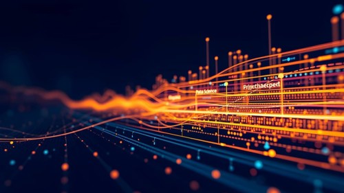 Visual data complexity. Complex data threads colorful graphic visualization. Abstract data graph.