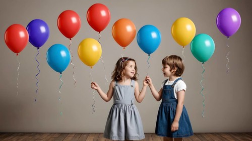 Beautiful color balloons in the air. AI generated image, ai