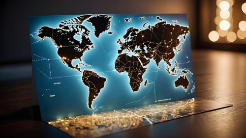 Continent world map. Outline World Map Background. Global network connection, AI generated