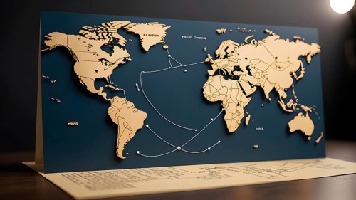 Continent world map. Outline World Map Background. Global network connection, AI generated