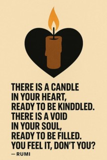 Metaphoric sufi poster illustrating the journey within — through the heart to divine truth, AI
