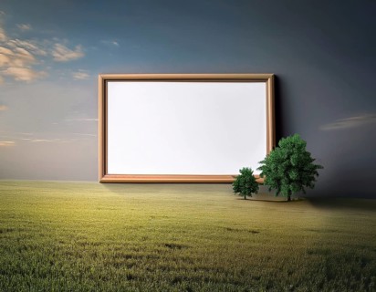 Empty frame with copy space for mockup and display design, AI generated