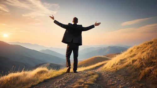 Success, achievement of goal in business and life. Achievement and Business Goal Success Concept.