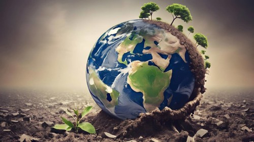 Saving environment planting trees, ecology concept. World Earth Day. AI generated image, ai