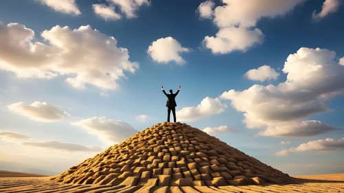 Success, achievement of goal in business and life. Achievement and Business Goal Success Concept.